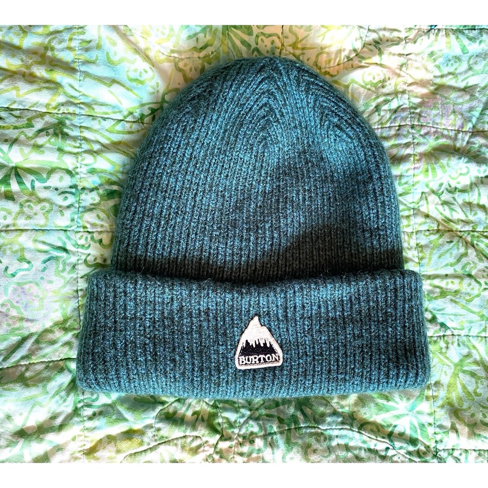 Burton Hat Beanie Green Cuffed Knit Logo One Size Mens Ski Snowboard Shenendoah